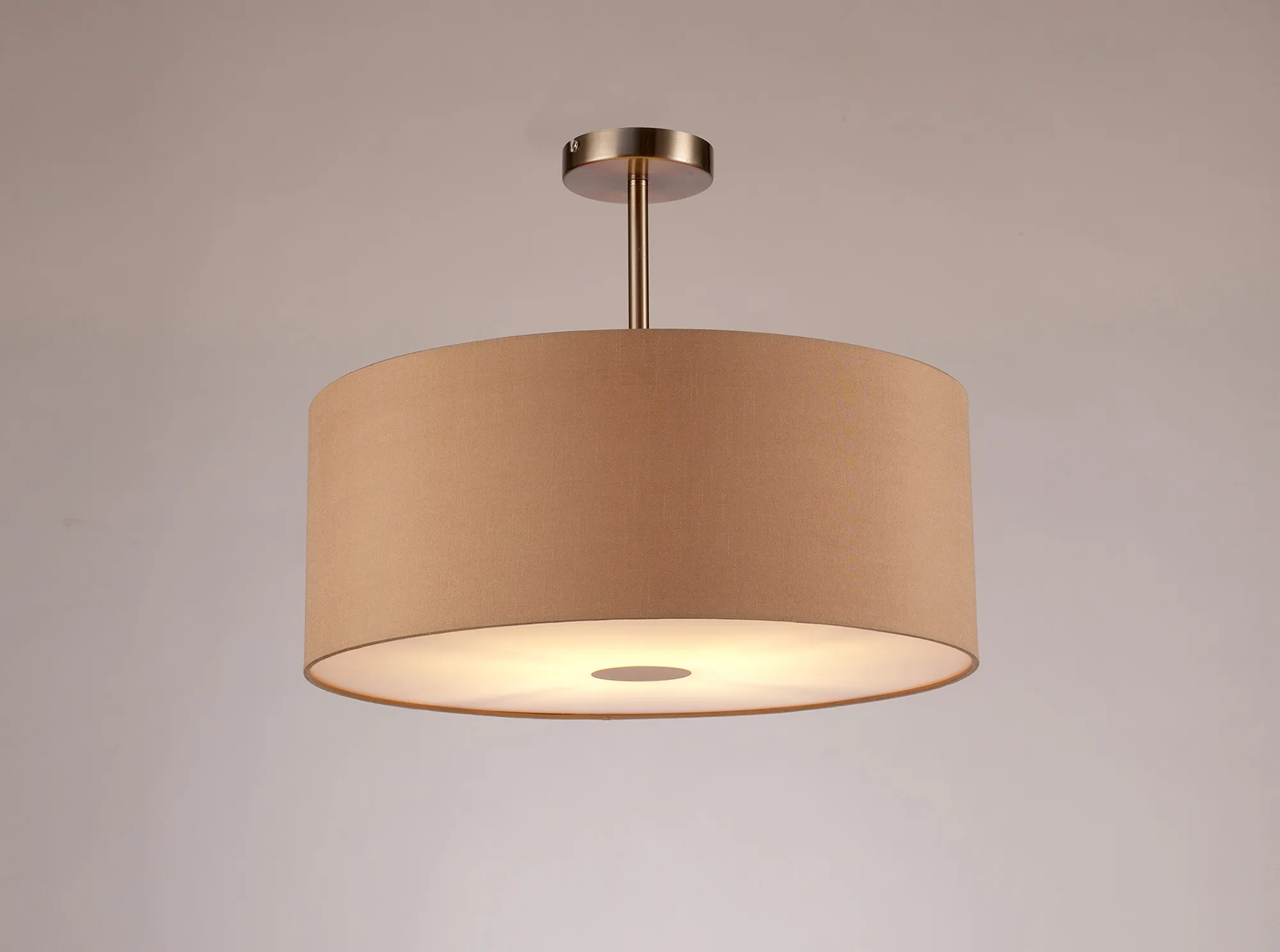 Baymont 50cm Semi Flush 1 Light Satin Nickel, Antique Gold/Ruby, Frosted Diffuser DK0268  Deco Baymont SN AG